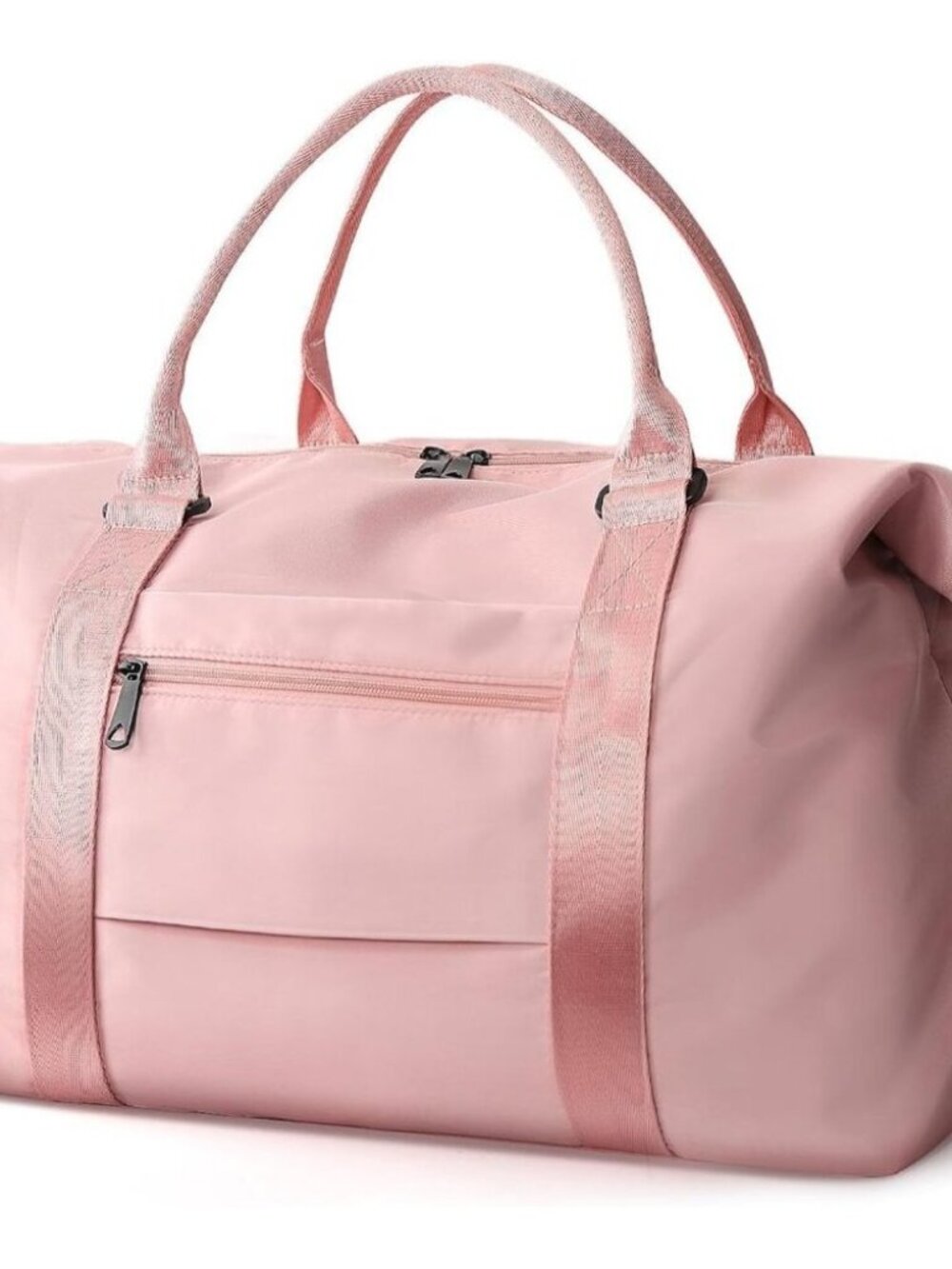 Women Men Pink Waterproof Carry On Tote Travel Duffle Bag with Trolley Sleeve